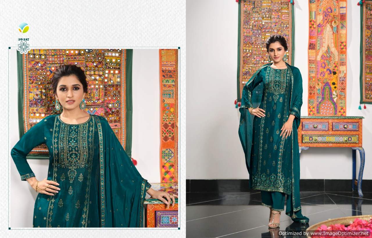 Vinay Tumbaa Zari Fancy Festive Wear Jacquard Kurti With Bottom And Dupatta Collection